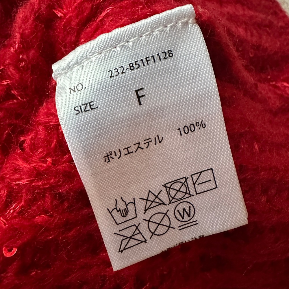 Sparkly Red Knit Sweater Sequins Crew Neck Long Sleeve Cozy Pullover Women F - Picture 5 of 8